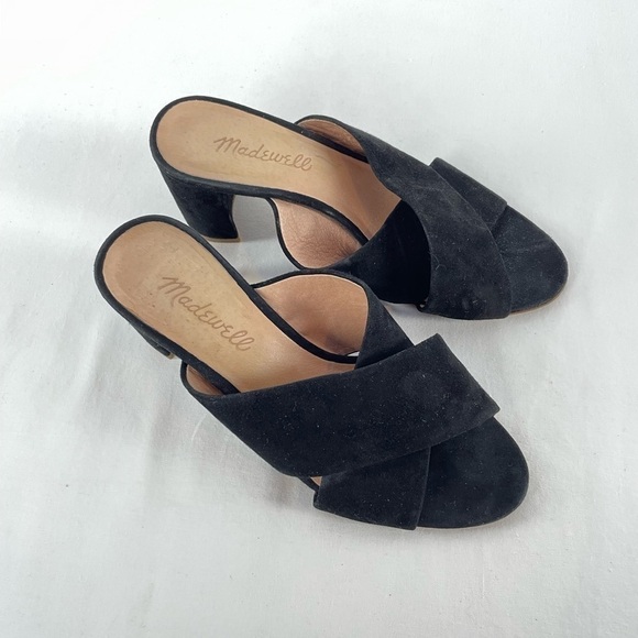 Madewell The Greer Mule Sandal in Black Suede Size 6 - Picture 2 of 8